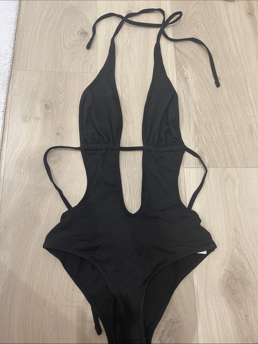 Black Halter Cutout One-Piece